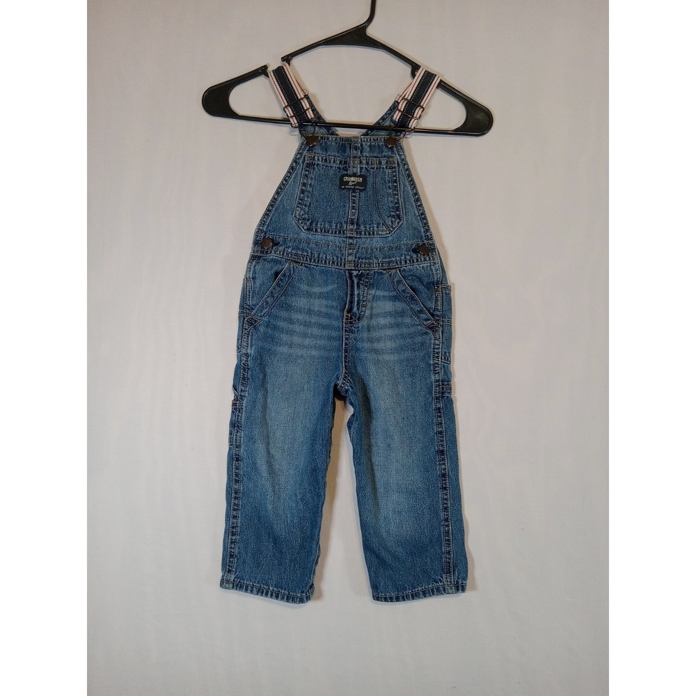 OshKosh B'gosh Toddler 24M Denim Overalls Blue Carpenter Adjustable Straps